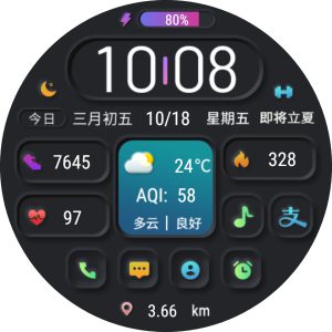 【华为表盘】彩标新拟态黑